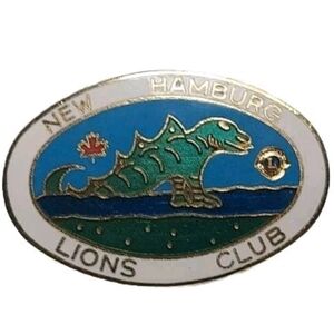 Vintage New Hamburg Lions Club Pin The Nith River Monster Enamel Lapel Pin Canad